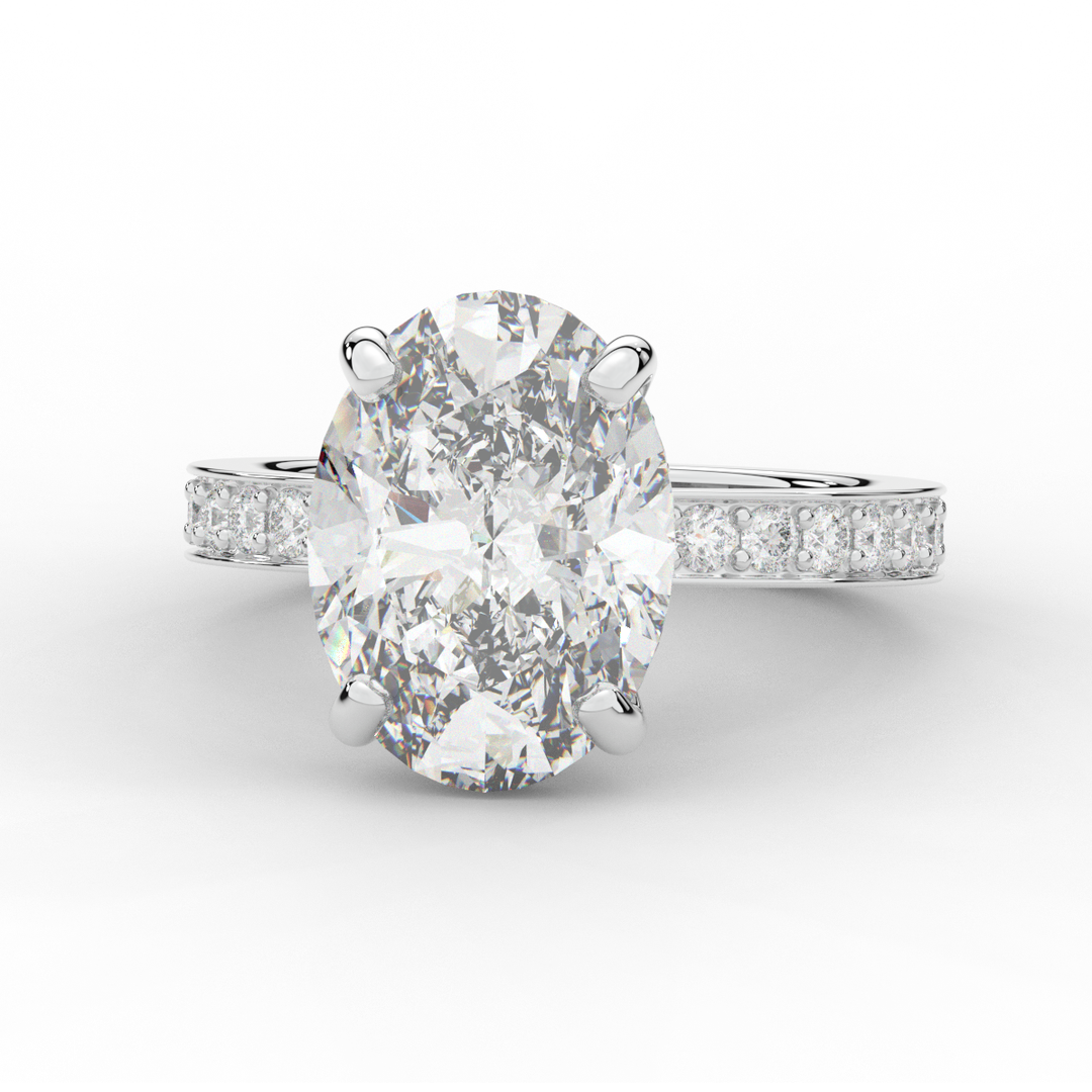 4.30CT.TW OVAL LAB DIAMOND BAND ENGAGEMENT RING - Nazarelle