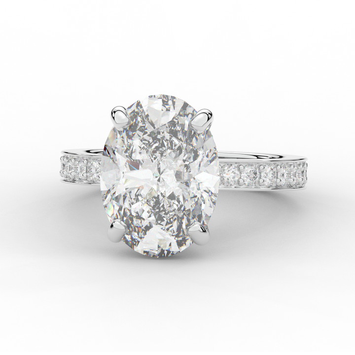 4.30CT.TW OVAL LAB DIAMOND BAND ENGAGEMENT RING - Nazarelle