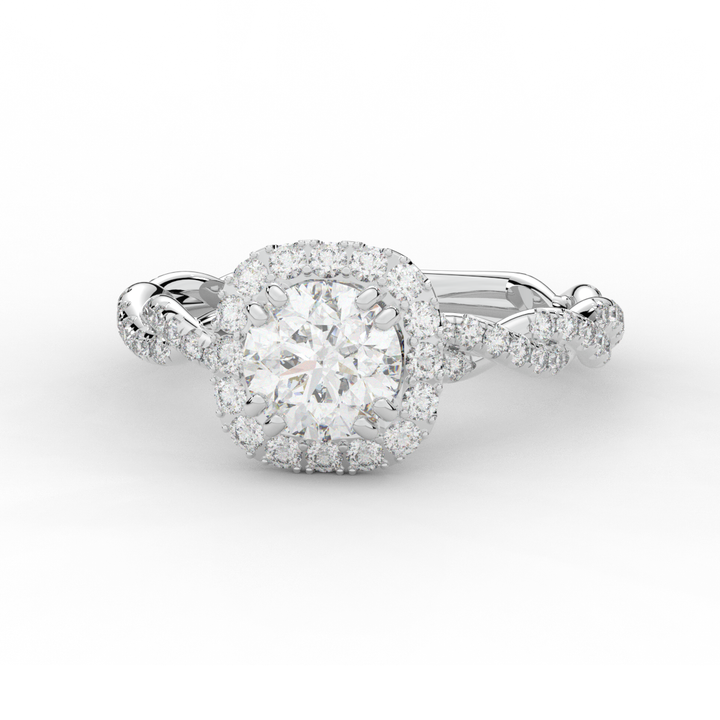 1.55CT.TW ROUND LAB DIAMOND HALO TWIST ENGAGEMENT RING - Nazarelle