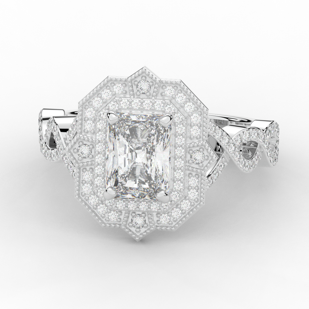1.90CT.TW RADIANT LAB DIAMOND HALO ENGAGEMENT RING - Nazarelle