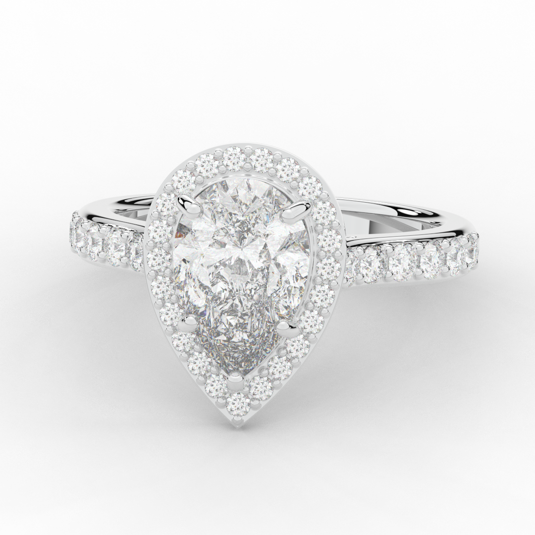 2.50CT.TW PEAR LAB DIAMOND HALO ENGAGEMENT RING - Nazarelle