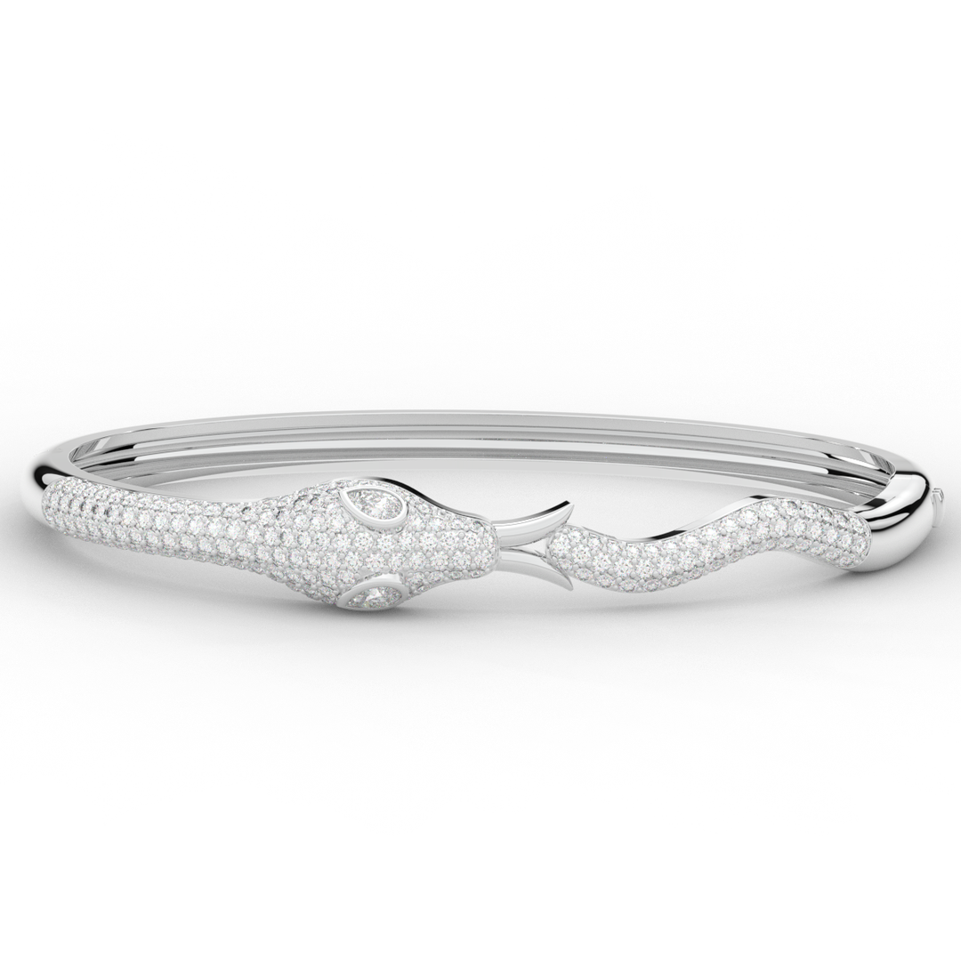 2.00CT.TW ROUND AND PEAR LAB DIAMOND SNAKE BANGLE - Nazarelle