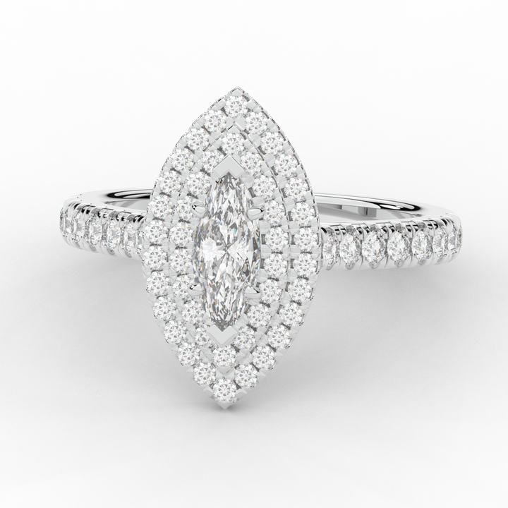 1.00CT.TW MARQUISE LAB DIAMOND HALO ENGAGEMENT RING - Nazarelle