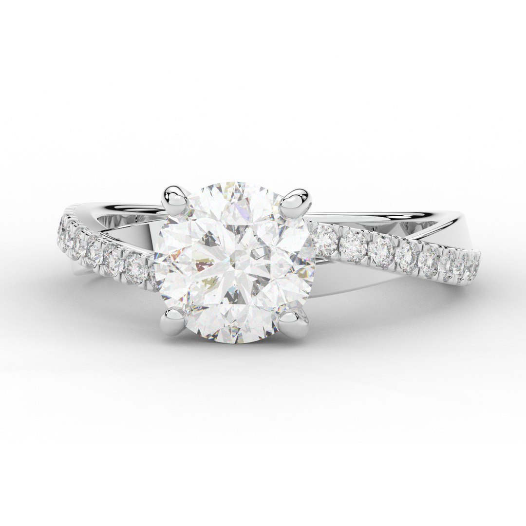 2.20CT.TW ROUND LAB DIAMOND TWISTBAND ENGAGEMENT RING - Nazarelle