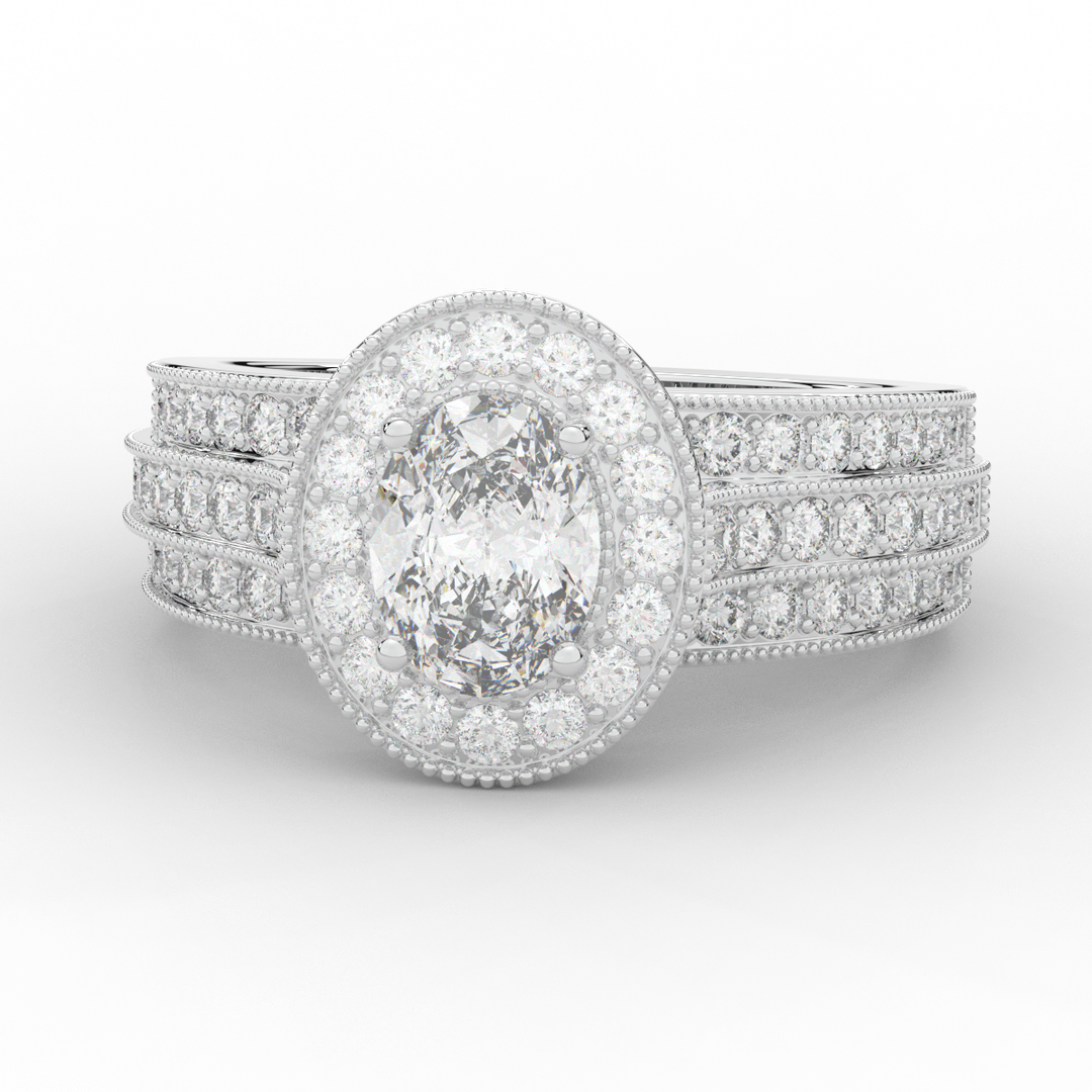 1.80CT.TW OVAL LAB DIAMOND HALO ENGAGEMENT RING - Nazarelle