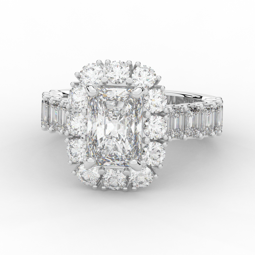 6.00CT.TW RADIANT LAB DIAMOND HALO ENGAGEMENT RING - Nazarelle