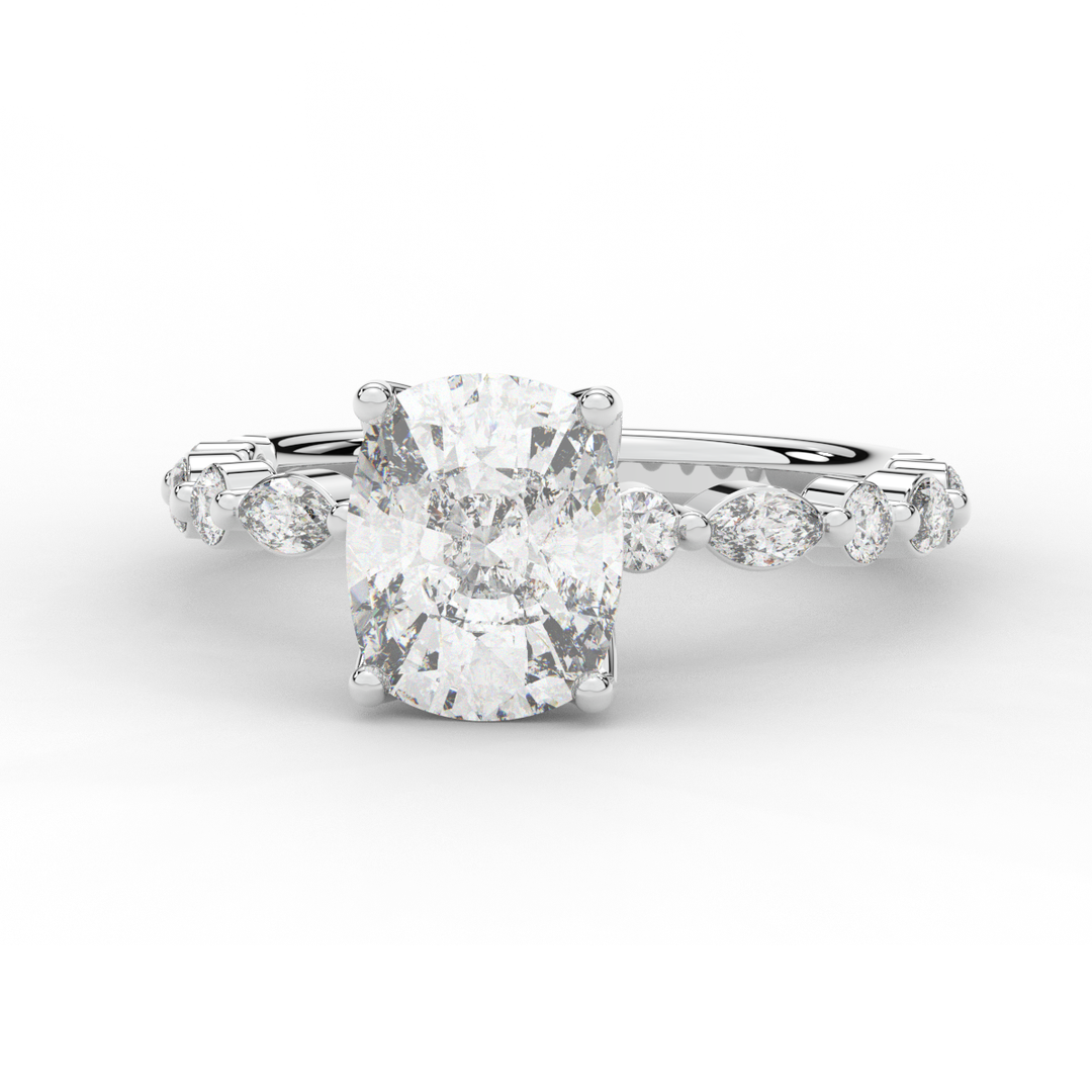 2.60CT.TW CUSHION LAB DIAMOND SOLITAIRE ENGAGEMENT RING - Nazarelle
