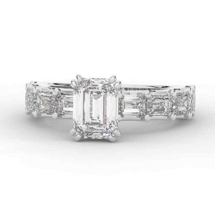 3.75CT.TW EMERALD CUT LAB DIAMOND SOLITAIRE ENGAGEMENT RING - Nazarelle