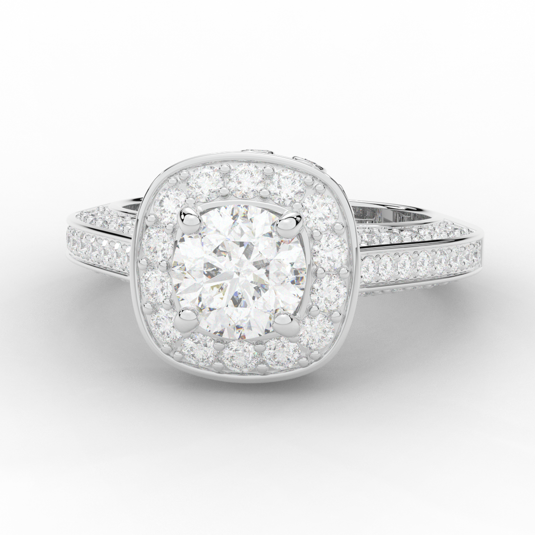 1.50CT.TW ROUND LAB DIAMOND HALO ENGAGEMENT RING - Nazarelle