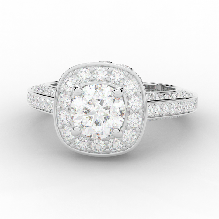 1.50CT.TW ROUND LAB DIAMOND HALO ENGAGEMENT RING - Nazarelle