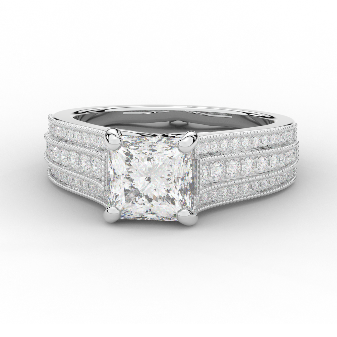 3.55CT.TW PRINCESS LAB DIAMOND ENGAGEMENT RING - Nazarelle