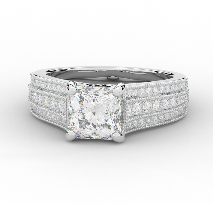 3.55CT.TW PRINCESS LAB DIAMOND ENGAGEMENT RING - Nazarelle