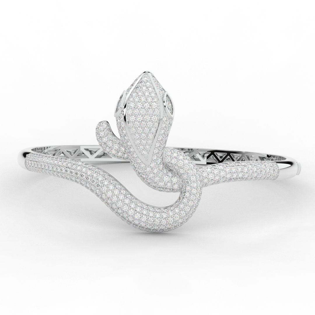 4.90CT.TW ROUND AND PEAR LAB DIAMOND SNAKE BANGLE - Nazarelle