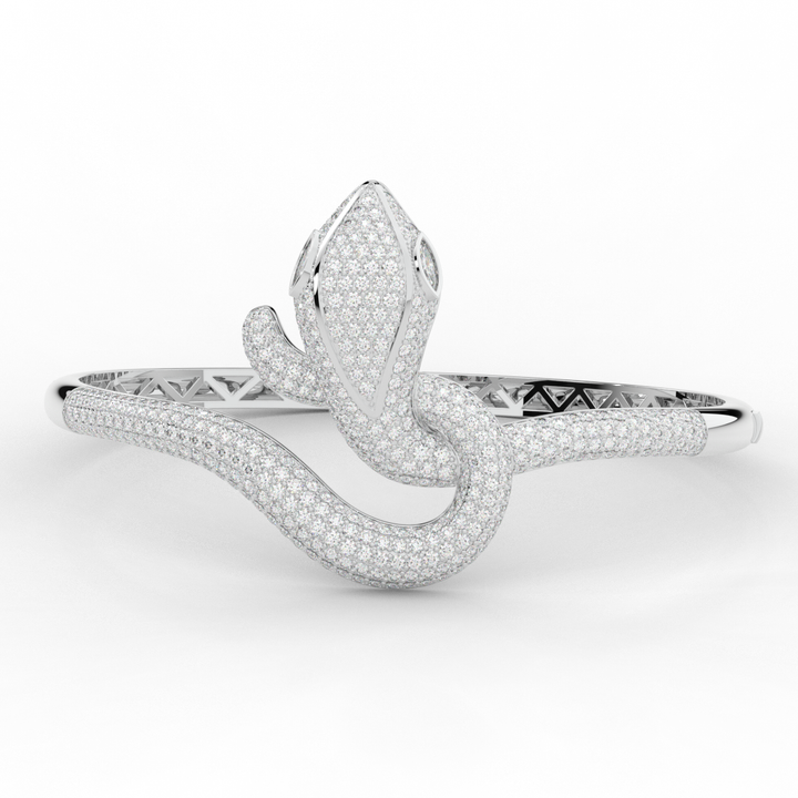 4.90CT.TW ROUND AND PEAR LAB DIAMOND SNAKE BANGLE - Nazarelle