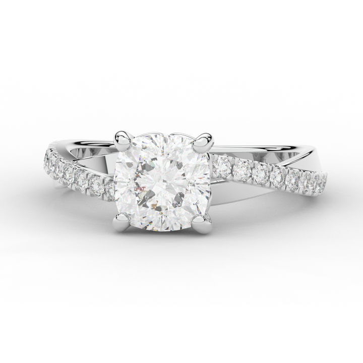 2.20CT.TW CUSHION LAB DIAMOND TWISTBAND ENGAGEMENT RING - Nazarelle