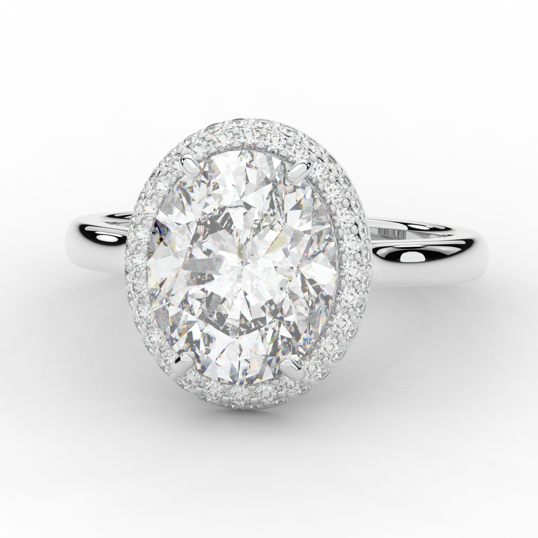 4.40CT.TW OVAL LAB DIAMOND HALO ENGAGEMENT RING - Nazarelle