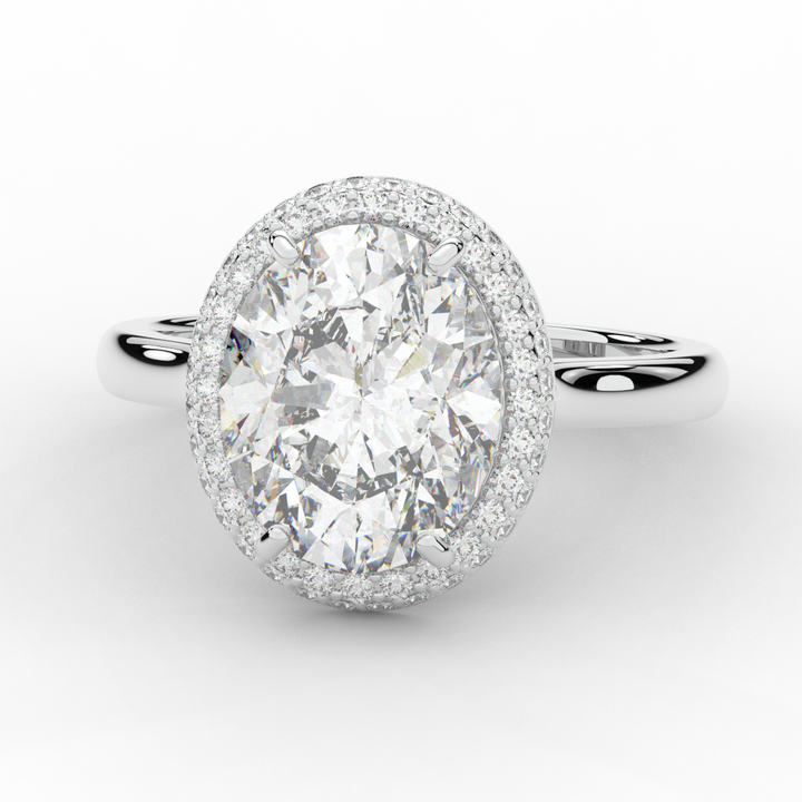 4.40CT.TW OVAL LAB DIAMOND HALO ENGAGEMENT RING - Nazarelle