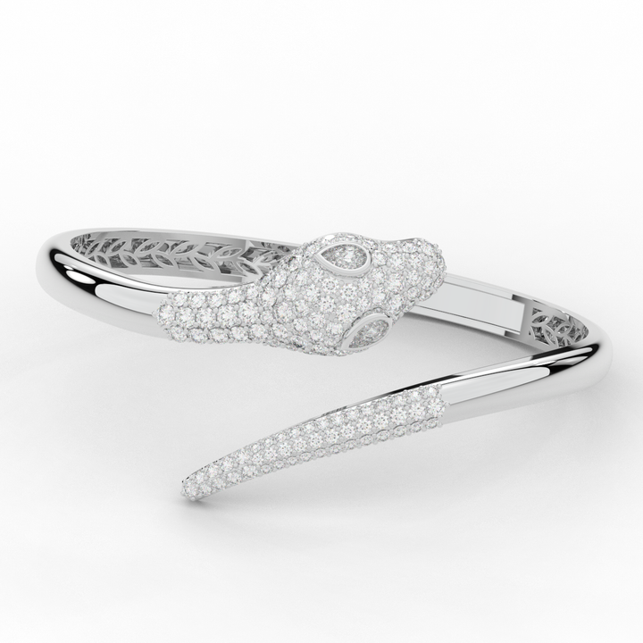 3.75CT.TW ROUND AND PEAR LAB DIAMOND SNAKE BANGLE - Nazarelle