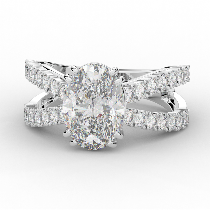 3.75CT.TW OVAL LAB DIAMOND SPLIT BAND ENGAGEMENT RING - Nazarelle