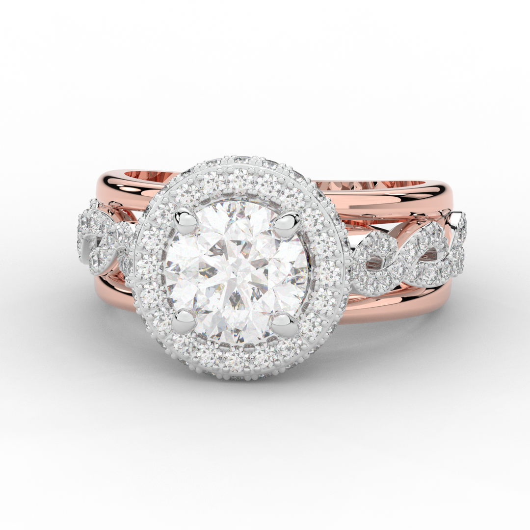 2.85CT.TW ROUND LAB DIAMOND HALO TWO TONE ENGAGEMENT RING - Nazarelle