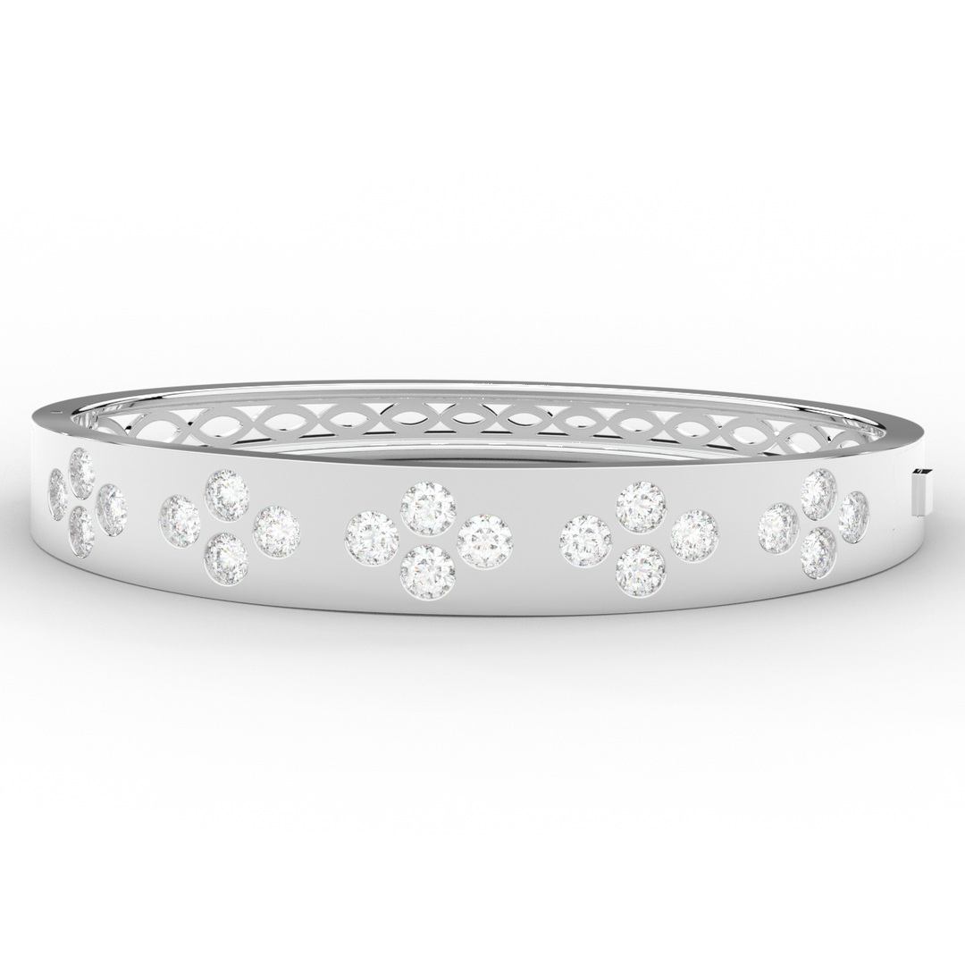 4.10CT.TW ROUND LAB DIAMOND BEZEL SET BANGLE - Nazarelle