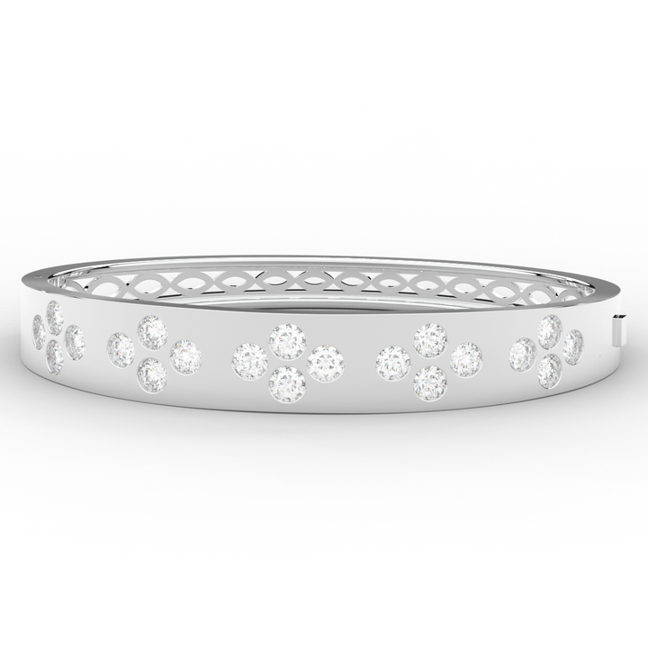 4.10CT.TW ROUND LAB DIAMOND BEZEL SET BANGLE - Nazarelle