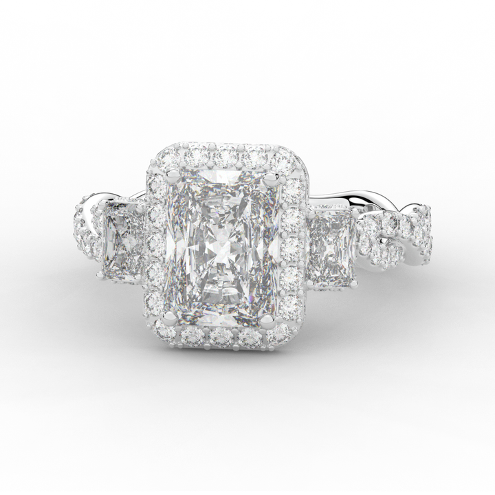 4.70CT.TW RADIANT LAB DIAMOND 3 STONE ENGAGEMENT RING - Nazarelle