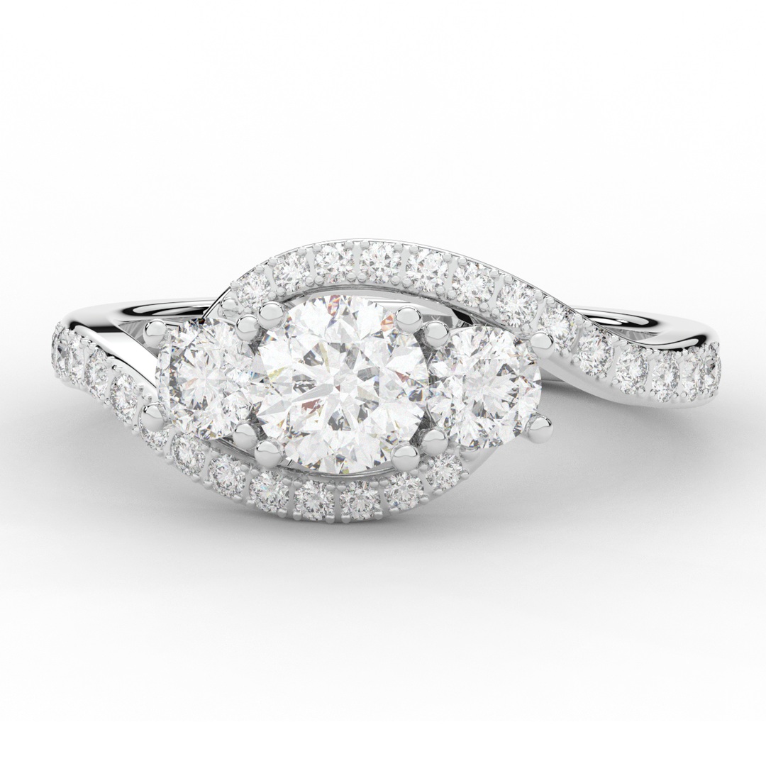 1.65CT.TW ROUND LAB DIAMOND TWIST HALO ENGAGEMENT RING - Nazarelle