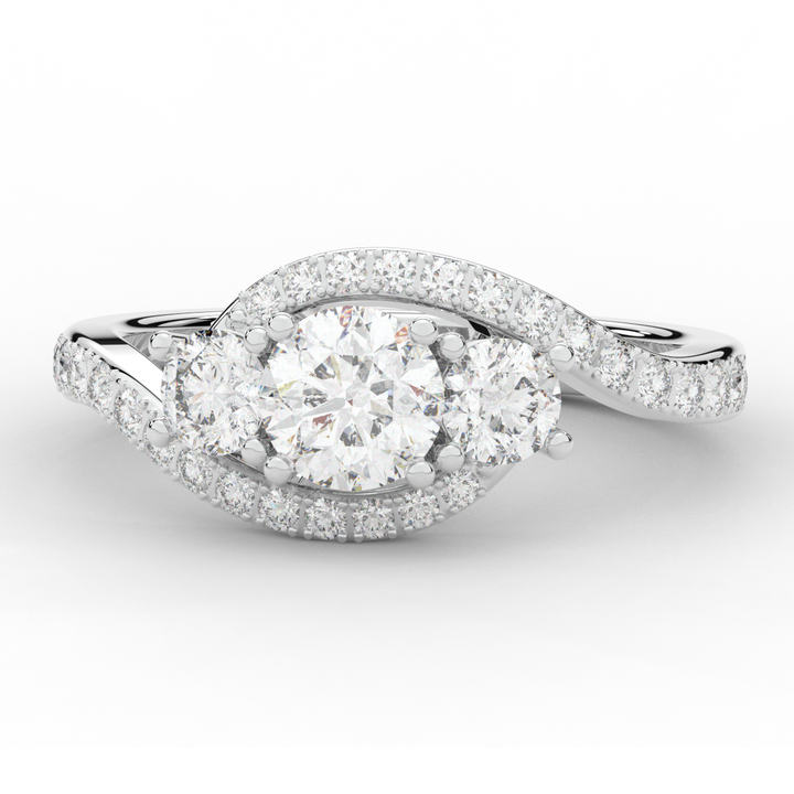 1.65CT.TW ROUND LAB DIAMOND TWIST HALO ENGAGEMENT RING - Nazarelle