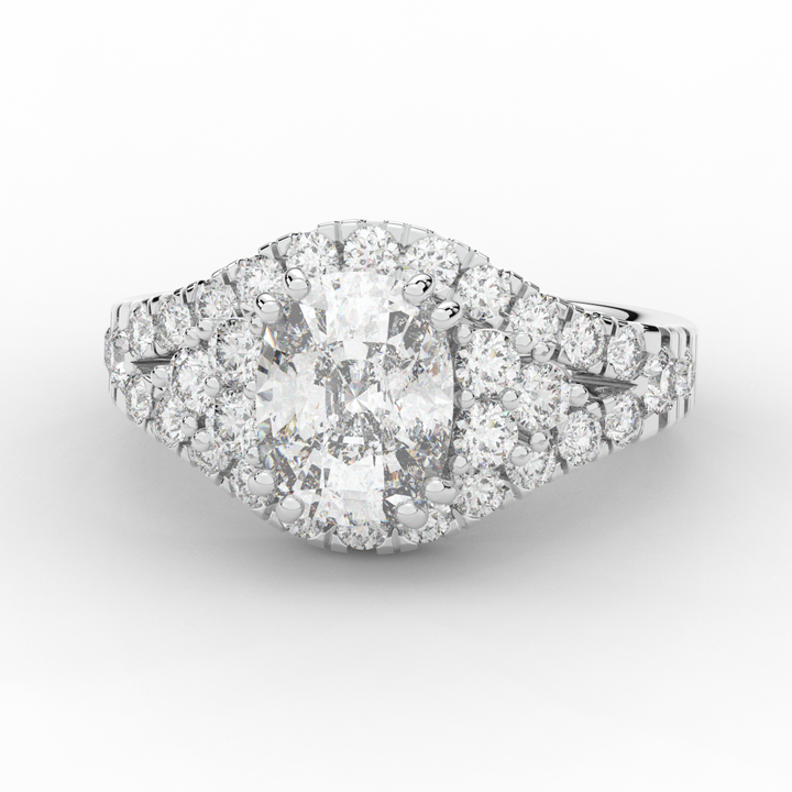 3.10CT.TW CUSHION LAB DIAMOND HALO ENGAGEMENT RING - Nazarelle