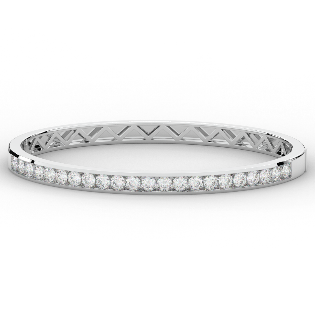 2.75CT.TW ROUND LAB CHANNEL SET DIAMOND BANGLE - Nazarelle