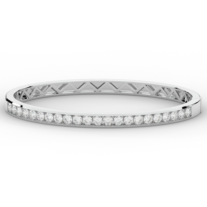 2.75CT.TW ROUND LAB CHANNEL SET DIAMOND BANGLE - Nazarelle