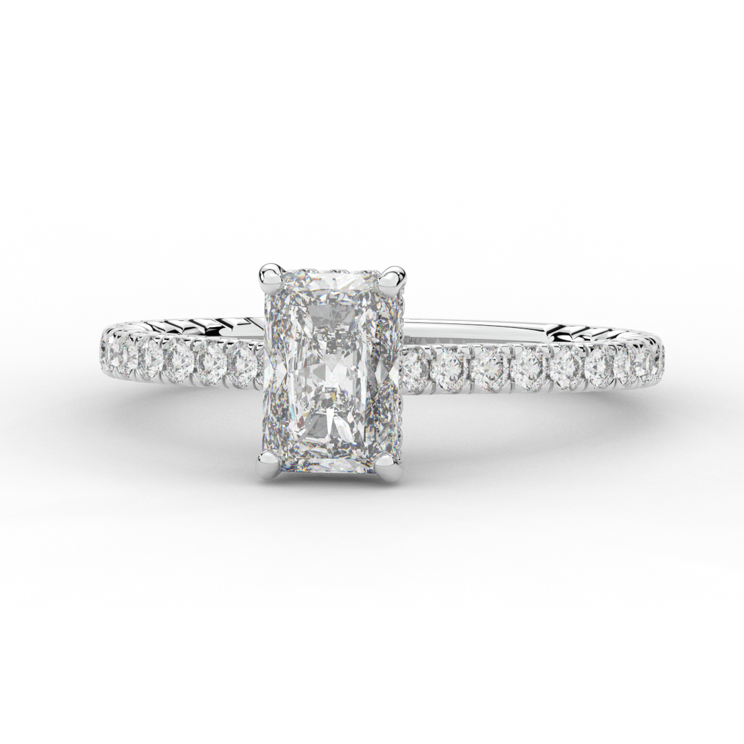 2.10CT.TW RADIANT LAB DIAMOND UNDERHALO SOLITAIRE ENGAGEMENT RING - Nazarelle