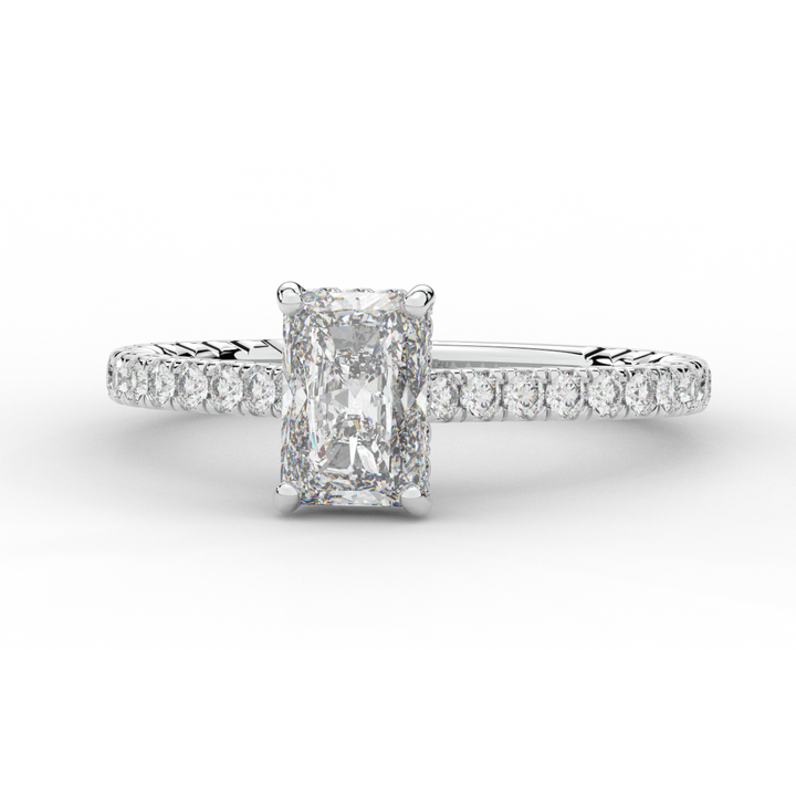 2.10CT.TW RADIANT LAB DIAMOND UNDERHALO SOLITAIRE ENGAGEMENT RING - Nazarelle