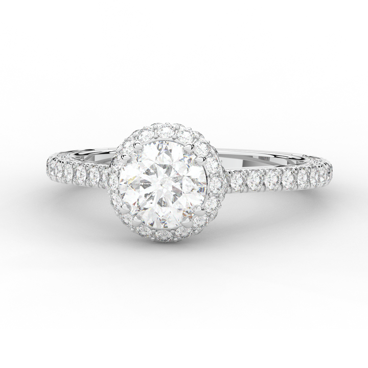 1.90CT.TW ROUND LAB DIAMOND HALO ENGAGEMENT RING - Nazarelle