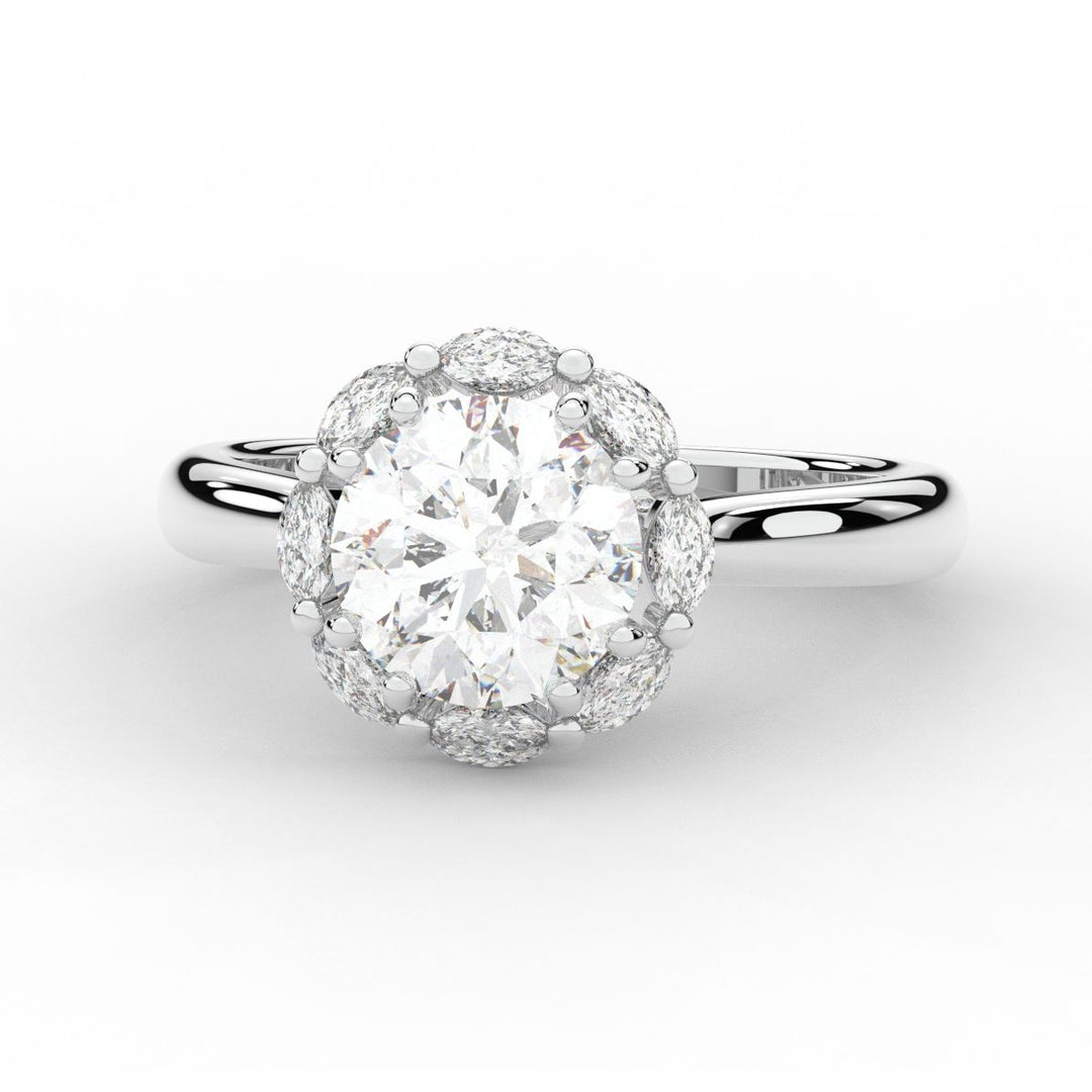 2.40CT.TW ROUND LAB DIAMOND HALO ENGAGEMENT RING - Nazarelle
