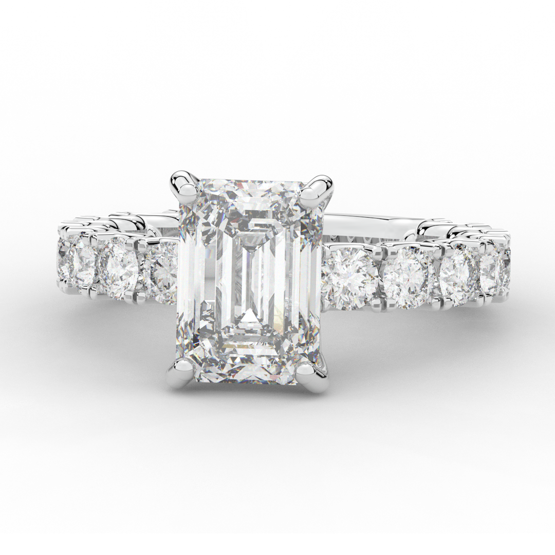 4.35CT.TW EMERALD CUT LAB DIAMOND ENGAGEMENT RING - Nazarelle
