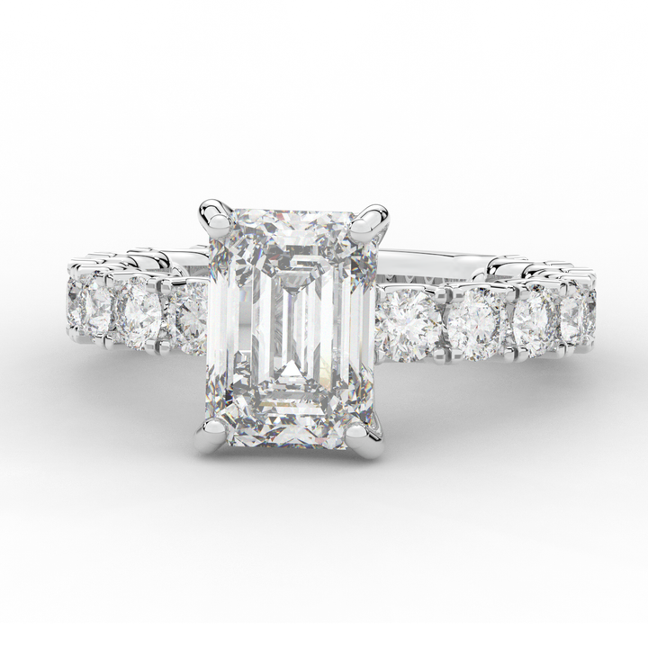 4.35CT.TW EMERALD CUT LAB DIAMOND ENGAGEMENT RING - Nazarelle