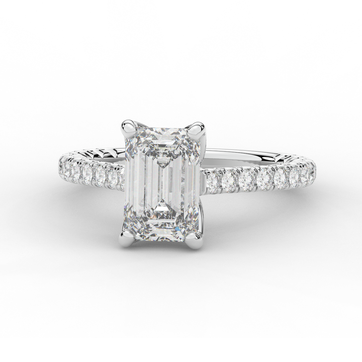 2.70CT.TW EMERALD CUT LAB DIAMOND SOLITAIRE ENGAGEMENT RING - Nazarelle