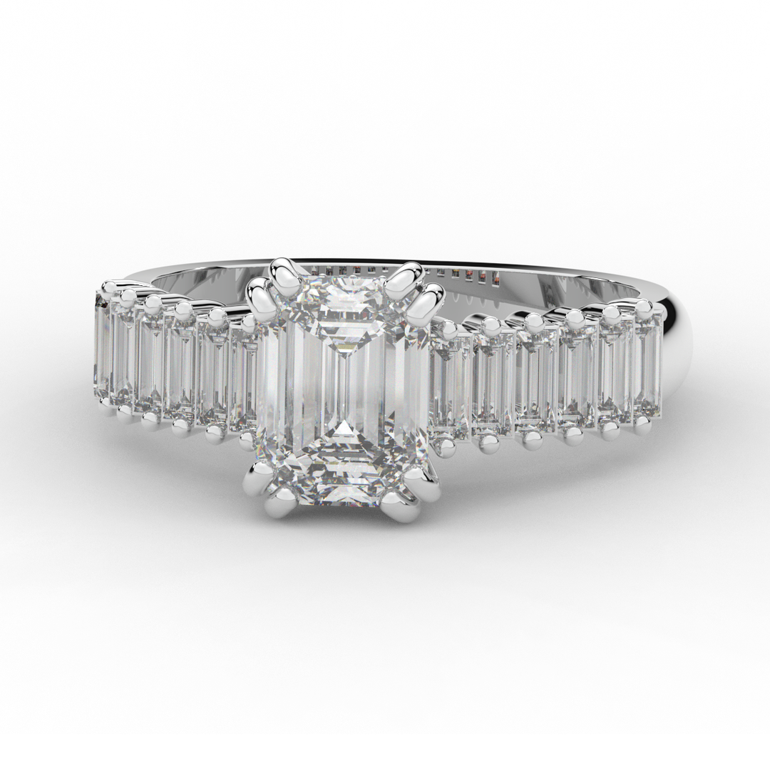 2.60CT.TW EMERALD CUT LAB DIAMOND ENGAGEMENT RING - Nazarelle
