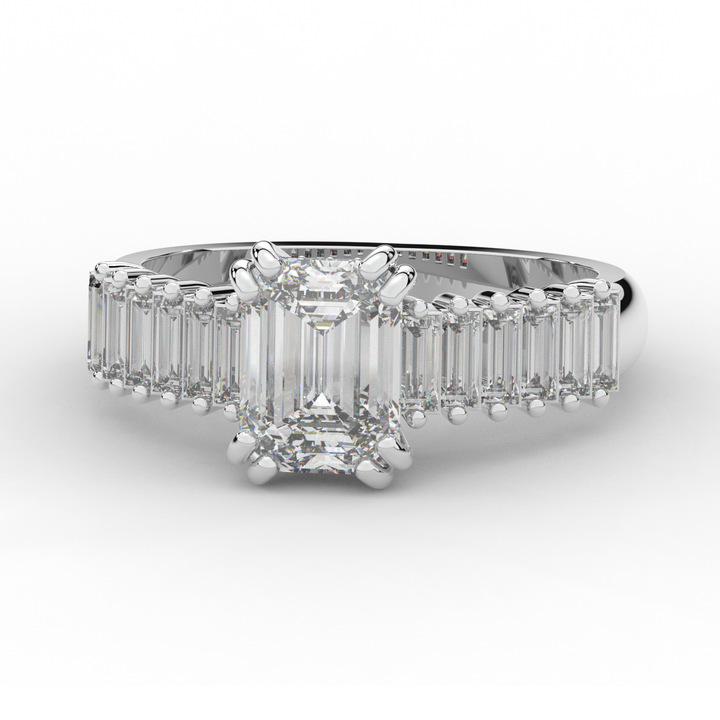 2.60CT.TW EMERALD CUT LAB DIAMOND ENGAGEMENT RING - Nazarelle
