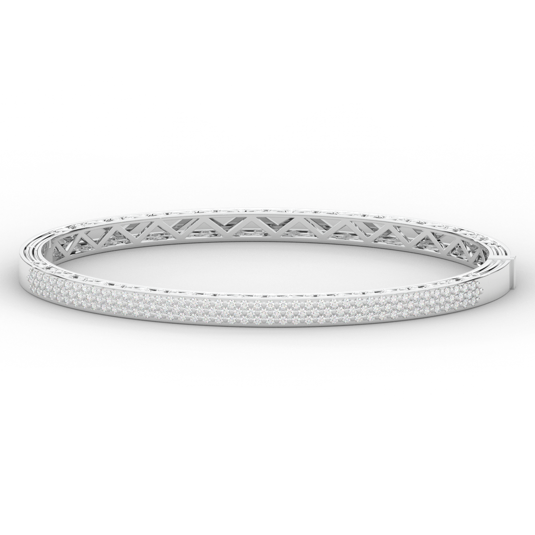 0.75CT.TW 3 ROW ROUND LAB DIAMOND  BANGLE - Nazarelle