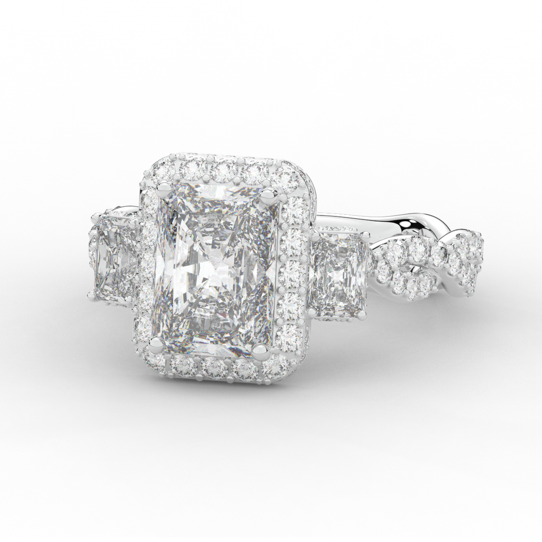 4.70CT.TW RADIANT LAB DIAMOND 3 STONE ENGAGEMENT RING - Nazarelle
