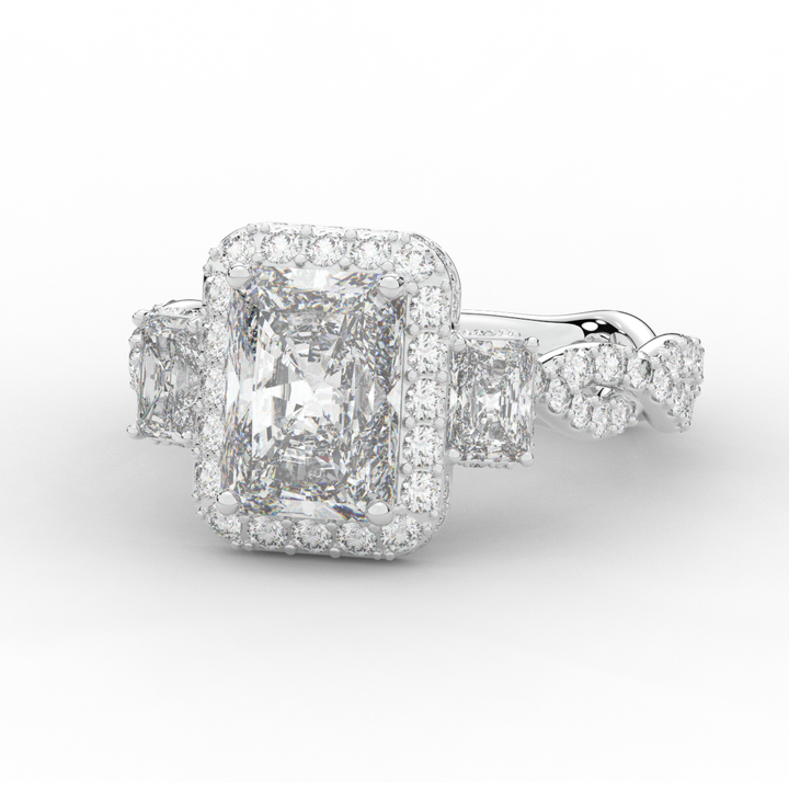 4.70CT.TW RADIANT LAB DIAMOND 3 STONE ENGAGEMENT RING - Nazarelle