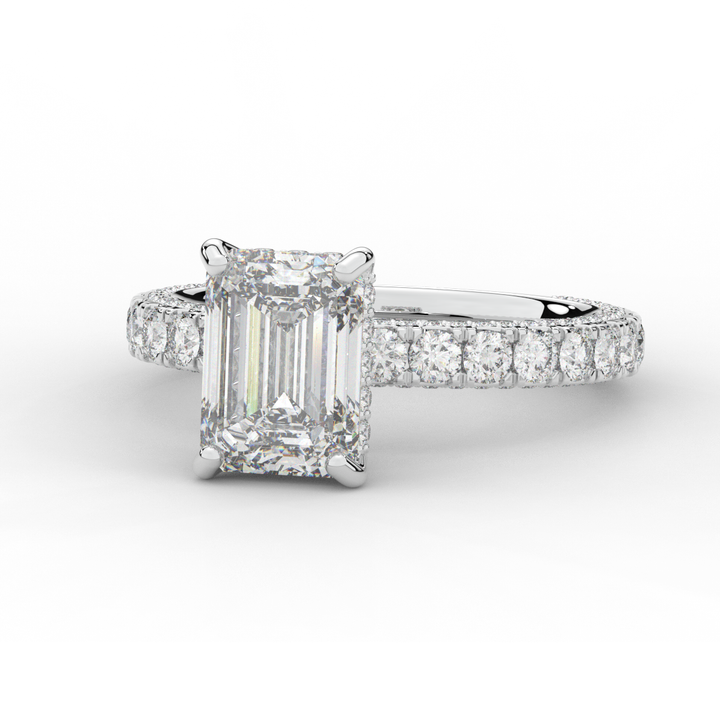 3.00CT.TW EMERALD CUT LAB DIAMOND ENGAGEMENT RING - Nazarelle