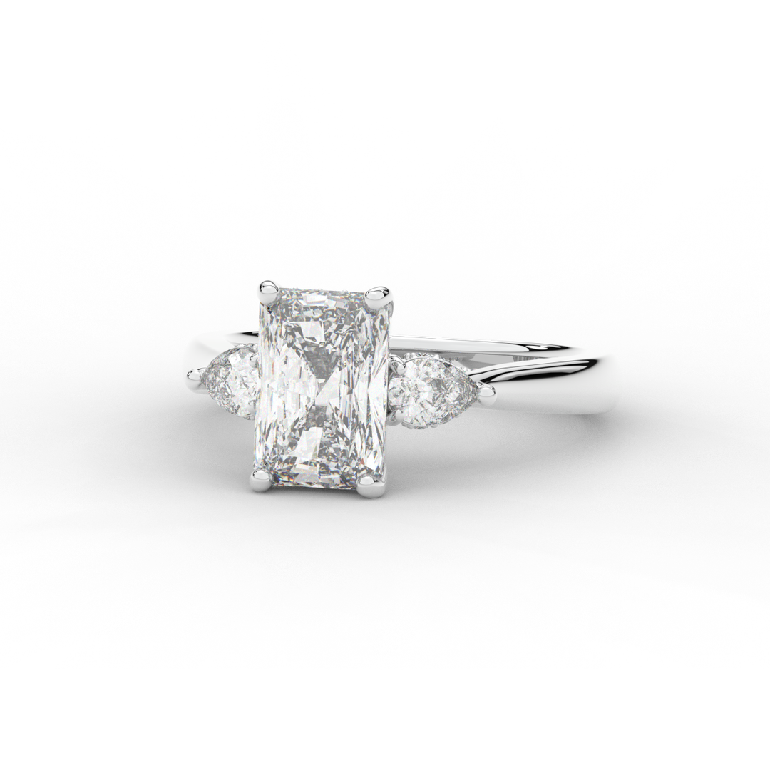 2.40CT.TW RADIANT LAB DIAMOND 3 STONE ENGAGEMENT RING - Nazarelle