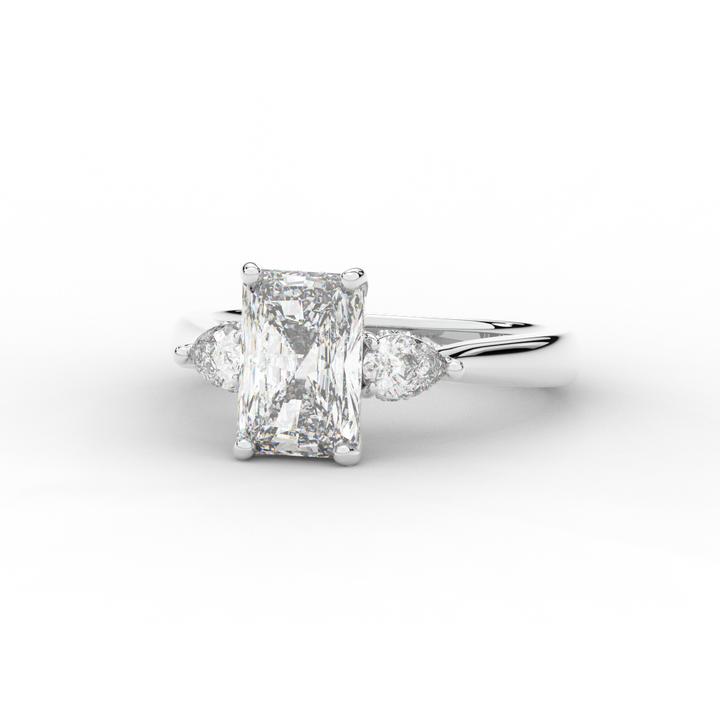 2.40CT.TW RADIANT LAB DIAMOND 3 STONE ENGAGEMENT RING - Nazarelle