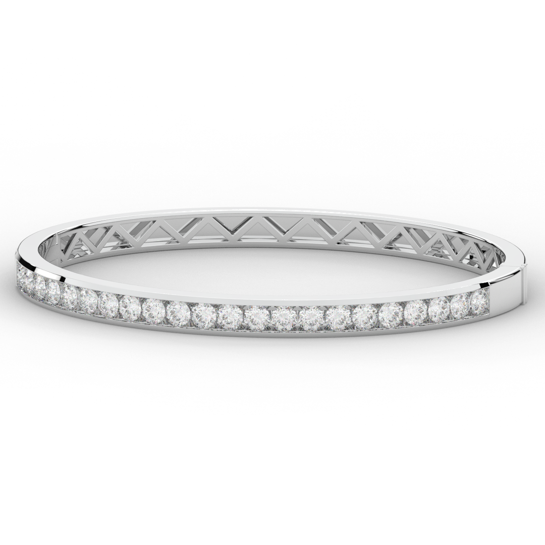 2.75CT.TW ROUND LAB CHANNEL SET DIAMOND BANGLE - Nazarelle