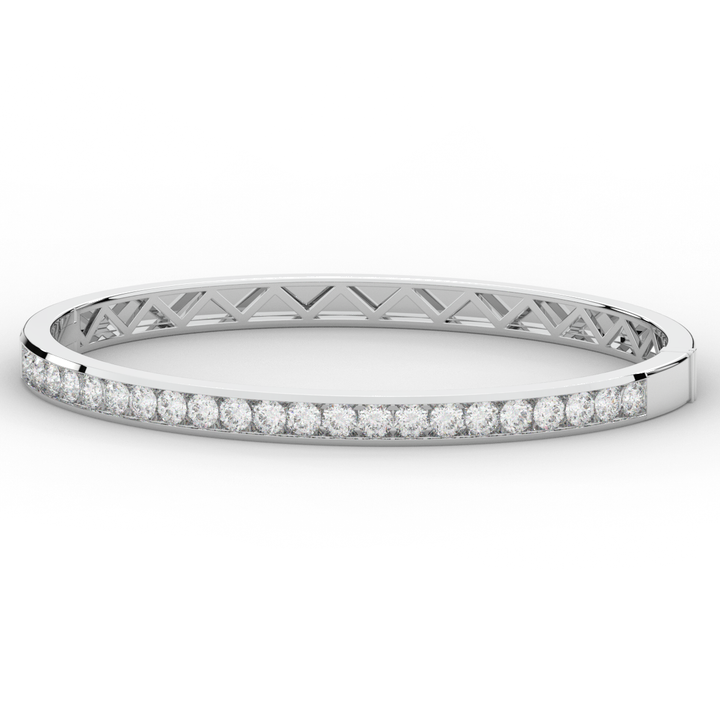 2.75CT.TW ROUND LAB CHANNEL SET DIAMOND BANGLE - Nazarelle