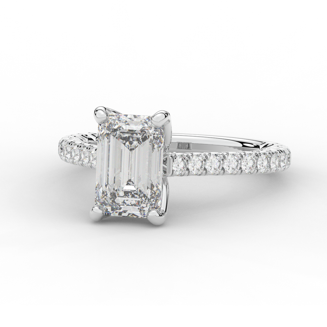 2.70CT.TW EMERALD CUT LAB DIAMOND SOLITAIRE ENGAGEMENT RING - Nazarelle